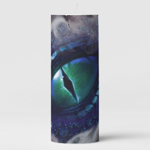 Glam Ink Gothic Blue Medieval Dragon Pillar Candle