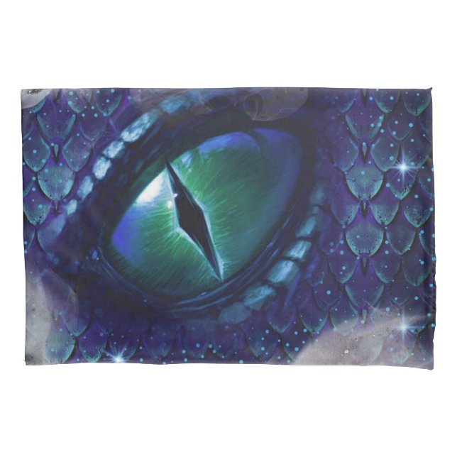 Glam Ink Gothic Blue Medieval Dragon Pillow Case (Front-Left)