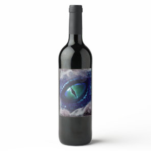Glam Ink Gothic Blue Medieval Dragon Wine Label