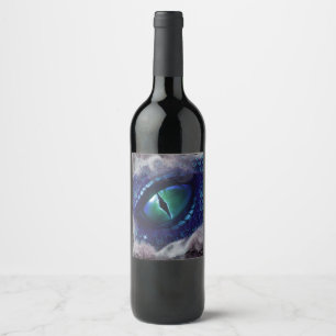 Glam Ink Gothic Blue Medieval Dragon Wine Label