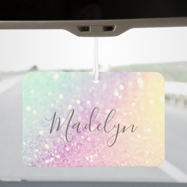 Glam Iridescent Glitter Personalized Colorful Air Freshener (Creator Uploaded)