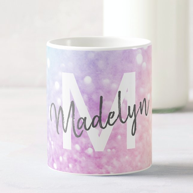 Glam Iridescent Glitter Personalized Colorful Coffee Mug (Creator Uploaded)