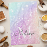 Glam Iridescent Glitter Personalized Colorful Kitchen Towel<br><div class="desc">Easily personalize this elegant colorful bokeh glitter pattern with your custom name and/or monogram.</div>