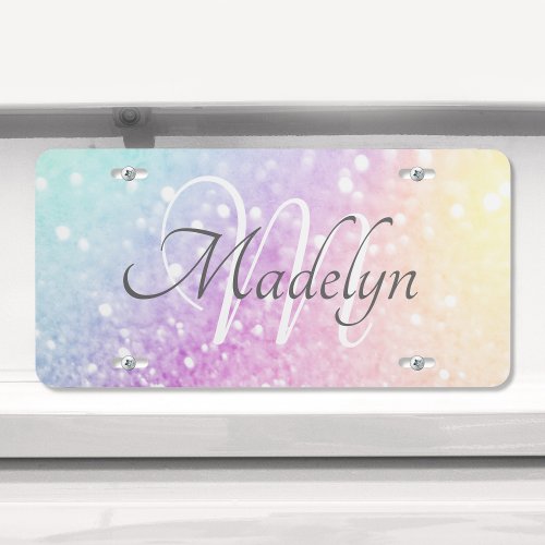 Glam Iridescent Glitter Personalized Colorful License Plate