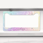 Glam Iridescent Glitter Personalized Colorful License Plate Frame<br><div class="desc">Easily personalize this elegant colorful bokeh glitter pattern with your custom name and/or monogram.</div>