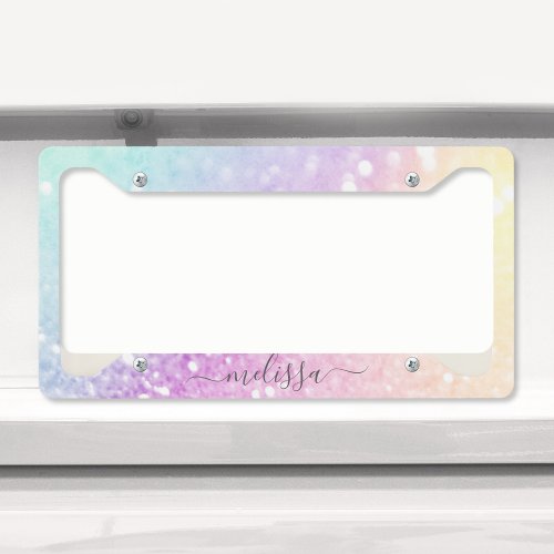 Glam Iridescent Glitter Personalized Colorful License Plate Frame