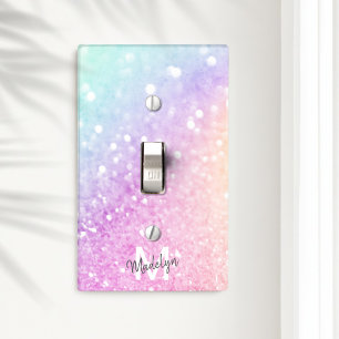 Glam Iridescent Glitter Personalized Colorful Light Switch Cover