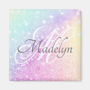 Glam Iridescent Glitter Personalized Colorful Magnet