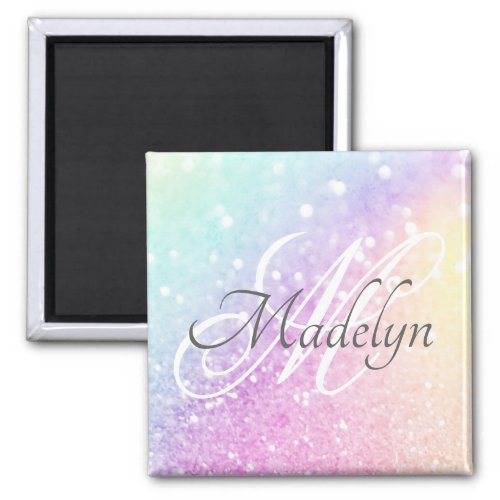 Glam Iridescent Glitter Personalized Colorful Magnet