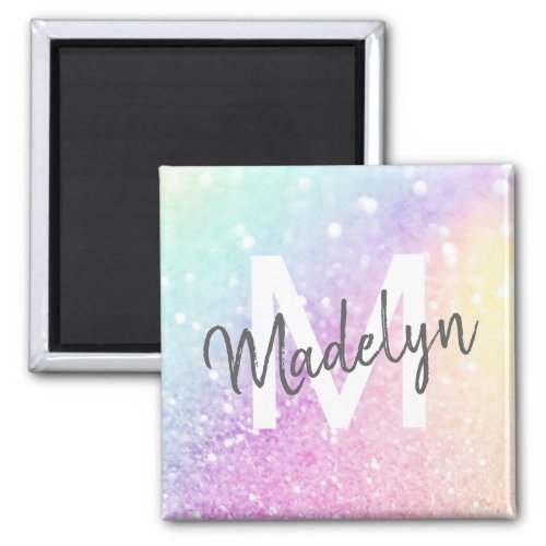 Glam Iridescent Glitter Personalized Colorful Magnet