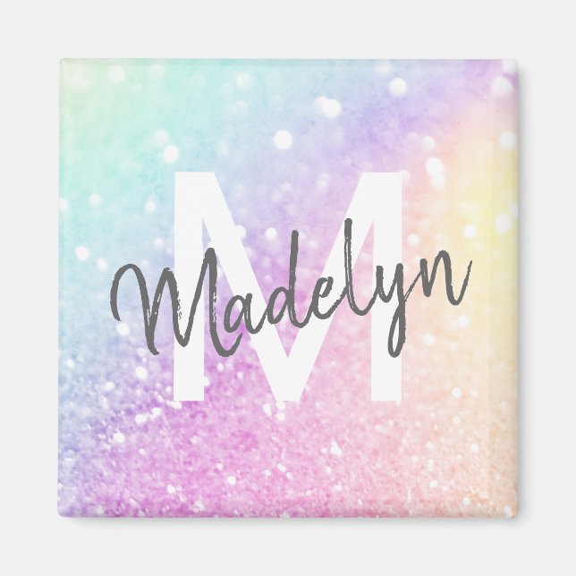 Glam Iridescent Glitter Personalized Colorful Magnet (Front)