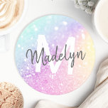 Glam Iridescent Glitter Personalized Colorful Round Paper Coaster<br><div class="desc">Easily personalize this elegant colorful bokeh glitter pattern with your custom name and/or monogram.</div>