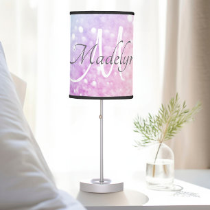 Glam Iridescent Glitter Personalized Colorful Table Lamp