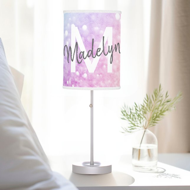 Glam Iridescent Glitter Personalized Colorful Table Lamp (Creator Uploaded)