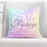Glam Iridescent Glitter Personalized Colorful Throw Pillow