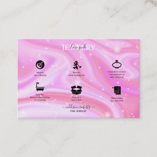 Glam Iridescent Green  Holographic Jewelry Care Bu Business Card (Front)