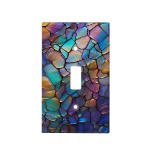 Glam Iridescent Opal Gemstone Mix Pattern Light Switch Cover