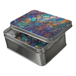 Glam Iridescent Opal Gemstone Stained Glass Jigsaw Puzzle