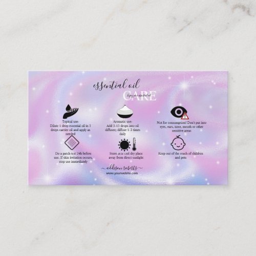Glam Iridescent Sparkle Holographic essential oil  Business Card