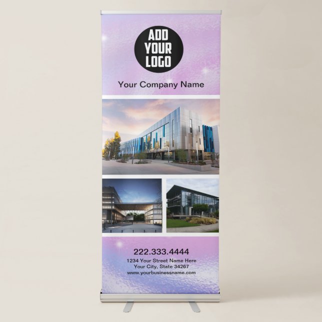 Glam Iridescent Sparkle Holographic  Retractable B Retractable Banner (Front)