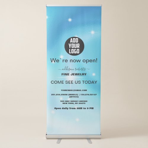 Glam Iridescent Sparkle Holographic   Retractable Banner