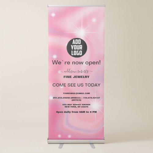 Glam Iridescent Sparkle Holographic    Retractable Retractable Banner