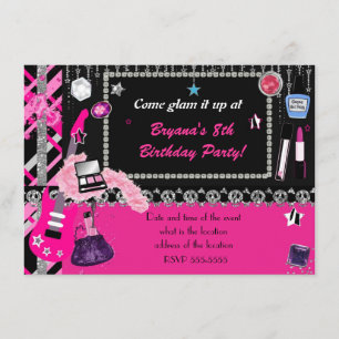 Glam it up Rock Star Makeover Girls Invitation