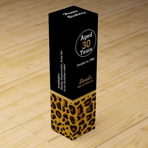 Glam Jaguar Print Custom Birthday Wine Box