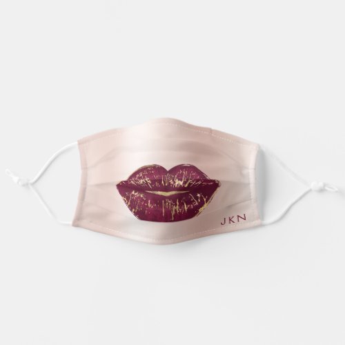Glam Kiss Lips Blush Pink Red Monogrammed Initials Adult Cloth Face Mask