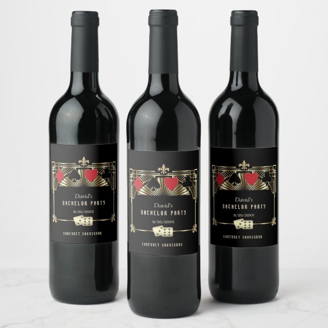 Glam Las Vegas Casino Royale Bachelor Party  Wine Label (Bottles)
