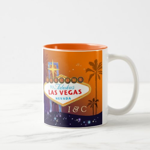 Glam Las Vegas Monogrammed Wedding Two_Tone Coffee Mug