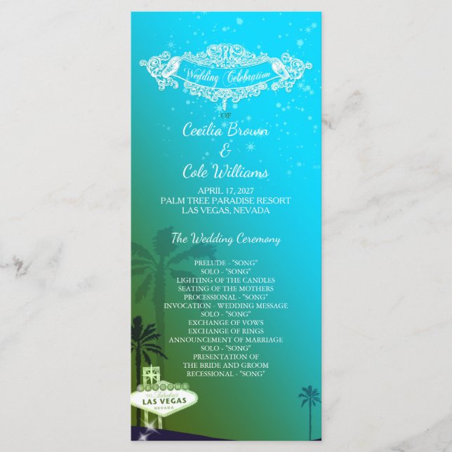 Glam Las Vegas Wedding Program (Front)