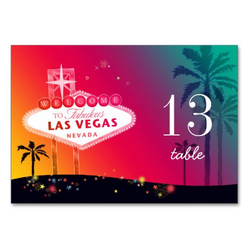 Glam Las Vegas Wedding Table Number Card