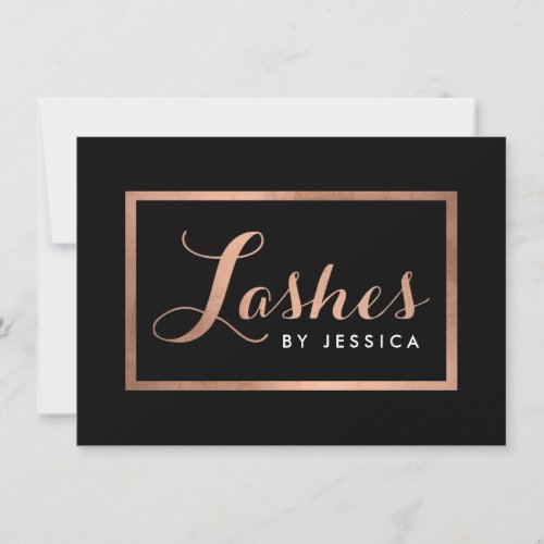 Glam Lashes Script RoseGoldBlack Gift Certificate