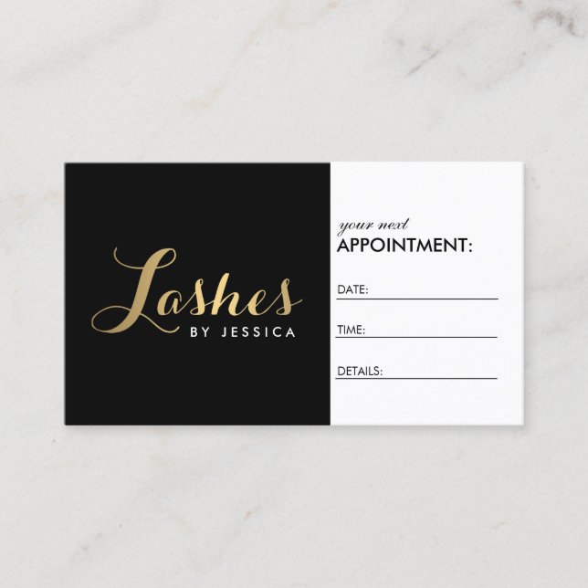 Glam Lashes Script Text Gold/Black Appointment (Front)