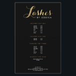 Glam Lashes Script Text Gold/Black Flyer<br><div class="desc">Coordinates with the Glam Lashes Script Text Gold/Black Business Card Template by 1201AM. A glamorous, cursive font spells "Lashes" in faux gold on this customizable flyer template. Add your name or business name for a personalized logo. Designed for eyelash extension experts, lash technicians, makeup artists and more. Use these flyers...</div>