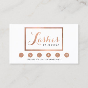 Glam Lashes Script Text Rose Gold Framed Loyalty Card
