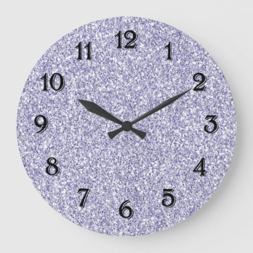 Glam Lavender Lilac Purple Glitter Large Clock