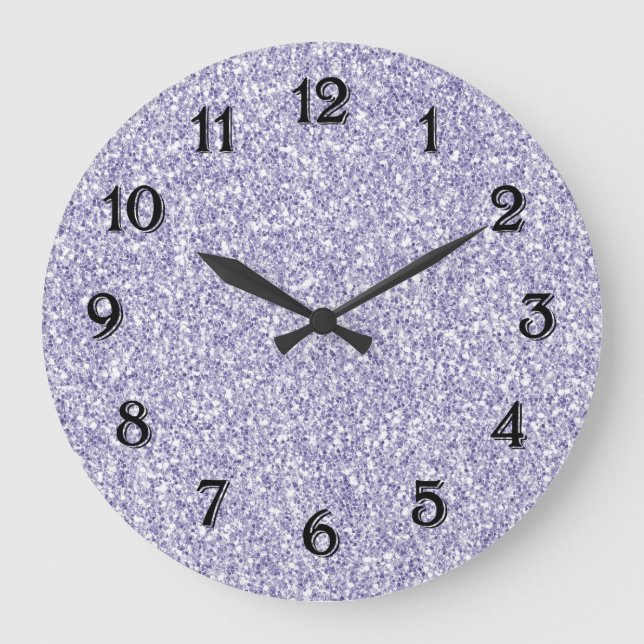Glam Lavender Lilac Purple Glitter Large Clock (Front)