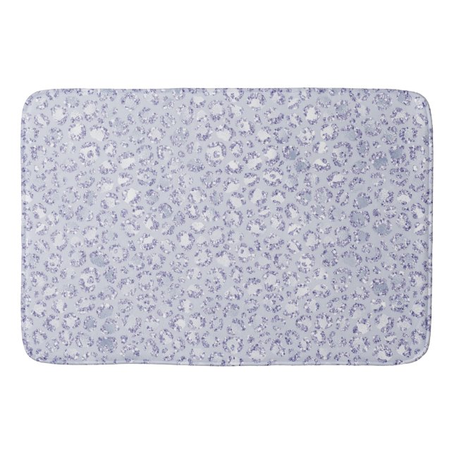 Glam Lavender Lilac Purple Leopard Print Glitter   Bath Mat (Front)