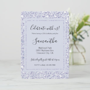 Glam Lavender Lilac Purple Leopard Print Glitter Invitation