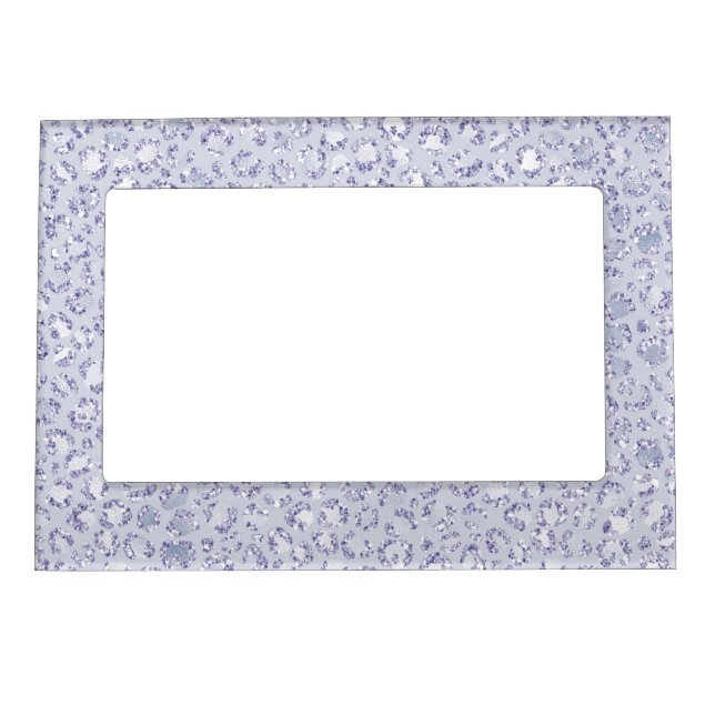 Glam Lavender Lilac Purple Leopard Print Glitter   Magnetic Frame (Front)