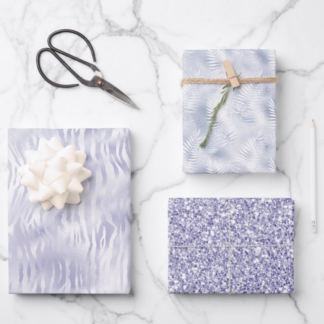 Glam Lavender Lilac Zebra Print      Wrapping Paper Sheets (Front)