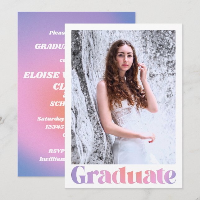 Glam Lavender Pink Custom Photo Graduation Party Invitation (Front/Back)
