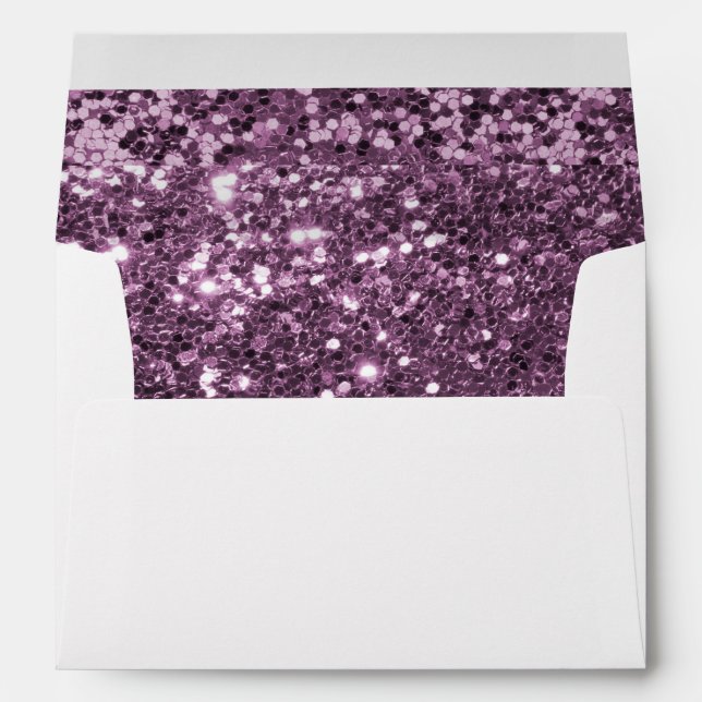 Glam Lavender Purple Faux Glitter Print Envelope (Back (Bottom))