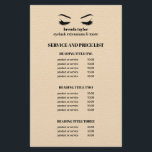 Glam LEATHER BEIGE EYELASH SALON SERVICE LIST Flyer<br><div class="desc">Eyelash Extensions price list a perfect way to show your services and and pricing. Includes four customizable headings and body text fields, and space for your business contact information along the bottom. To adjust layout, enter your text and then use the Customize function to change positioning and font sizes.are perfect...</div>