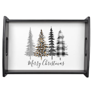Glam Leopard and Plaid Christmas Serving Tray