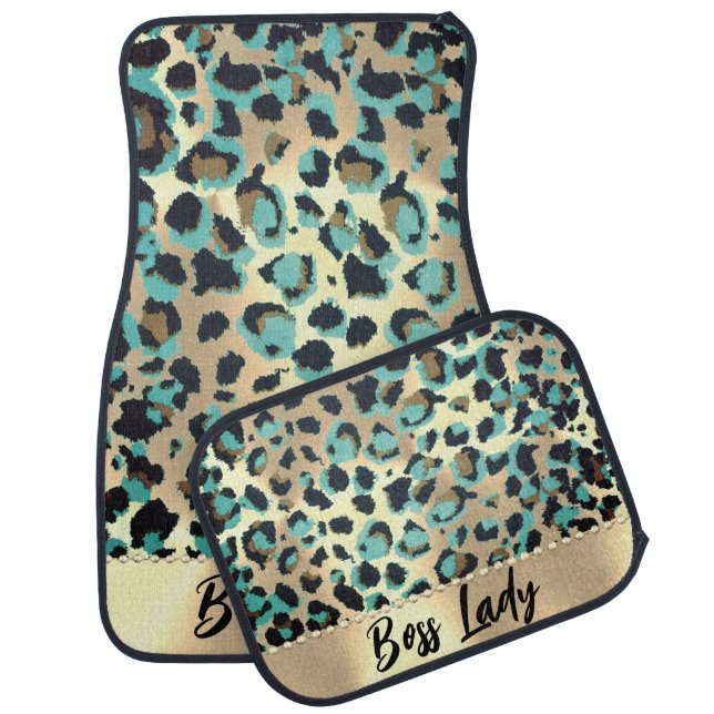 Glam Leopard Boss Lady  Car Floor Mat (Set)