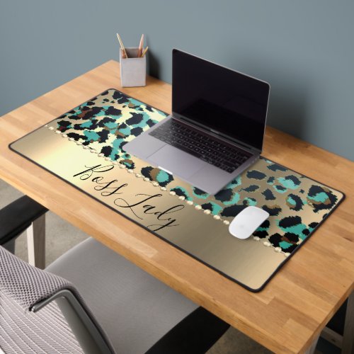 Glam Leopard Boss Lady   Desk Mat