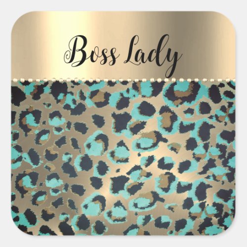 Glam Leopard Boss Lady   Square Sticker